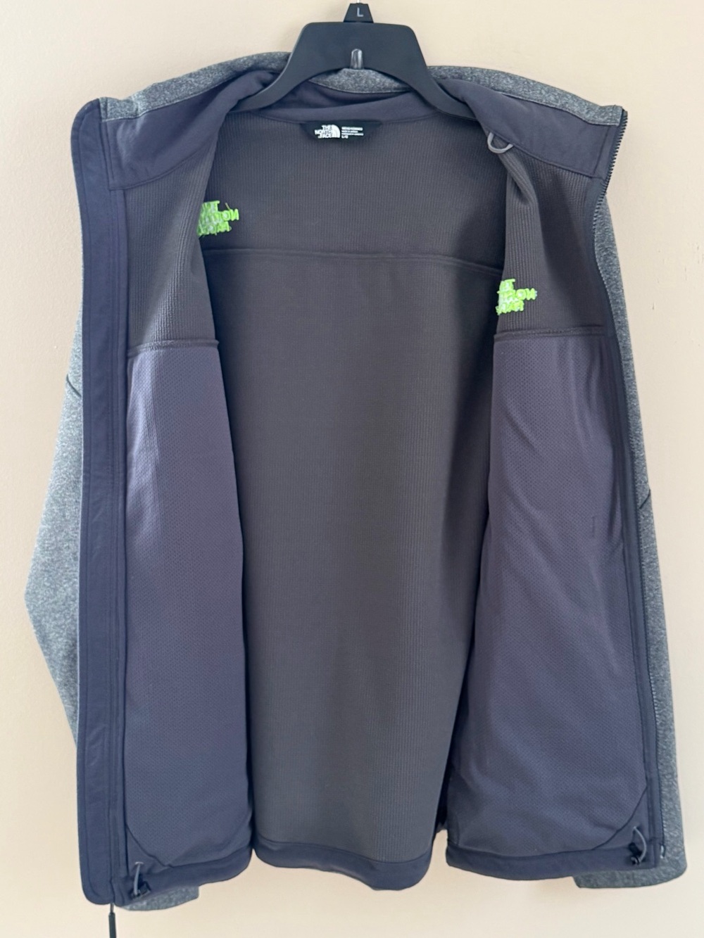 The North Face Men's Apex Canyonwall Jacket SoftShell Grey w/Lime Logo Size L - Picture 3 of 8